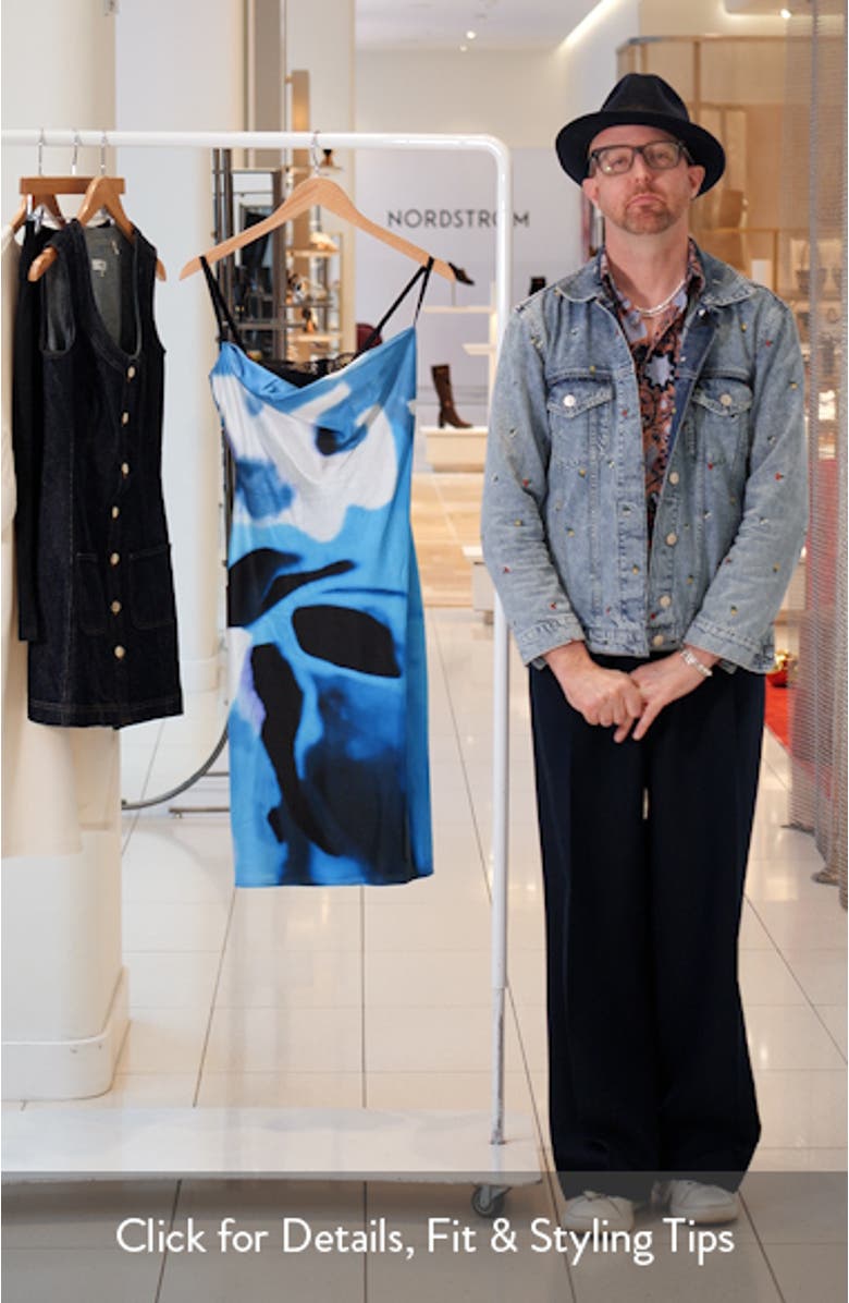 Evangeline Abstract Print Stretch Silk Slipdress, sales video thumbnail