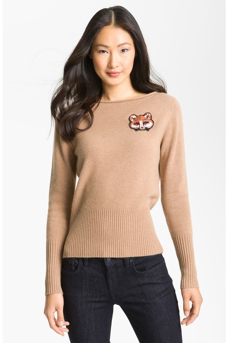 'Samantha' Embellished Sweater, Main, color, CAMEL MELANGE