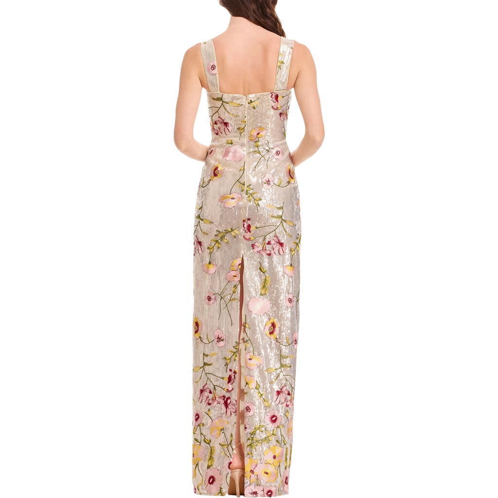 Dress The Population Reese Floral Sequin Sheath Gown In Multi
