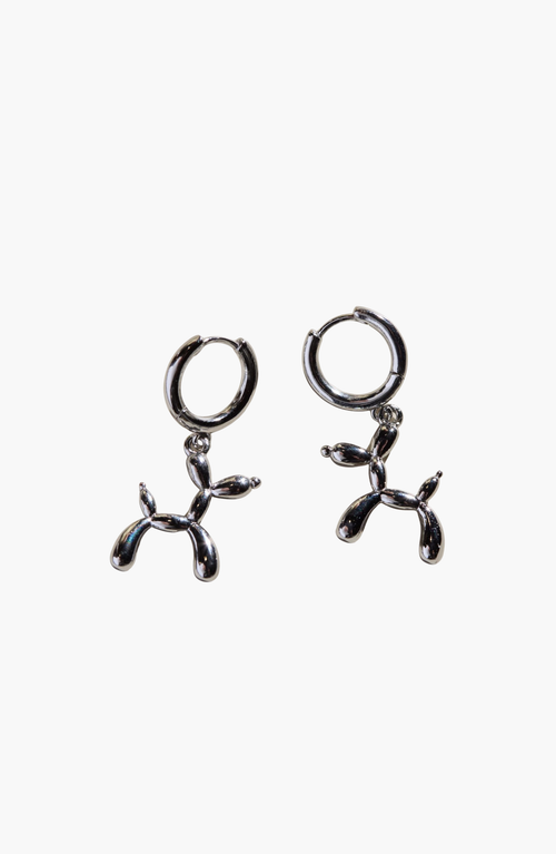 Nickel & Suede Balloon Animal Huggie Earrings
