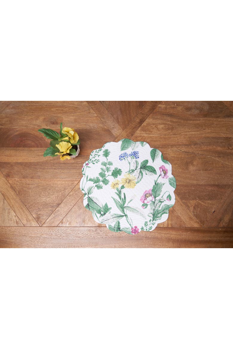 Marcy Blooms Round 100% Cotton Spring Set of 6 Placemats 17", Alternate, color, Green
