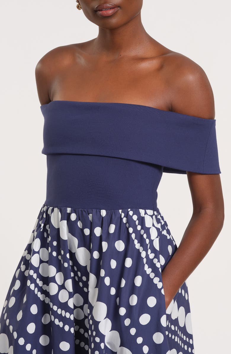 Isaac Mizrahi New York Off the Shoulder Midi Dress, Alternate, color, 