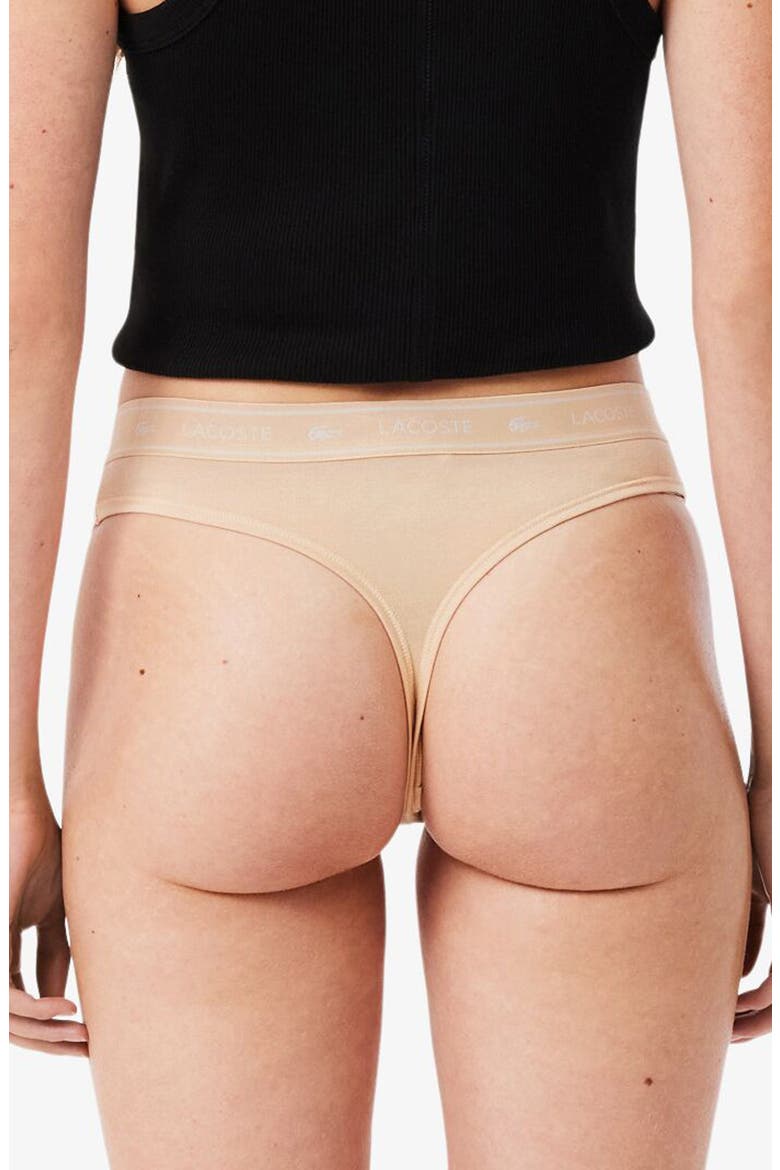 Stretch Cotton Jersey Thong, Alternate, color, BISCUIT