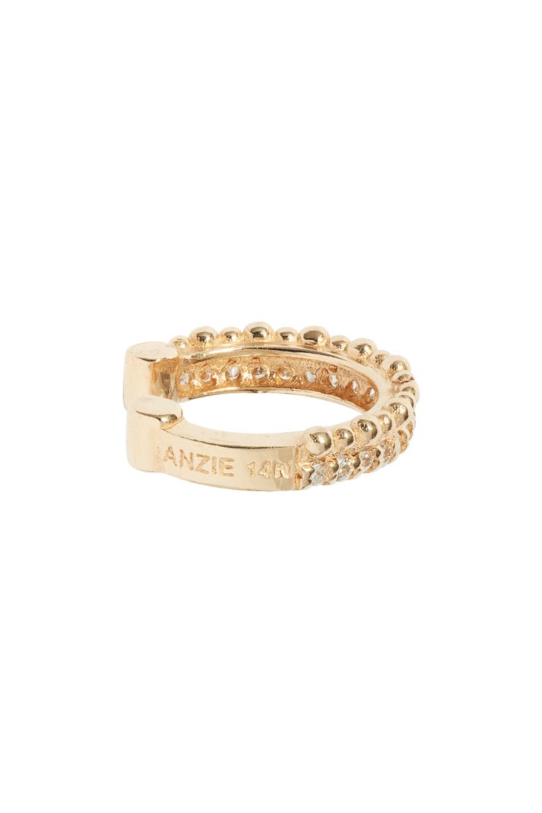 Single Dew Drop Double Pavé Diamond Ear Cuff, Alternate, color, YELLOW GOLD