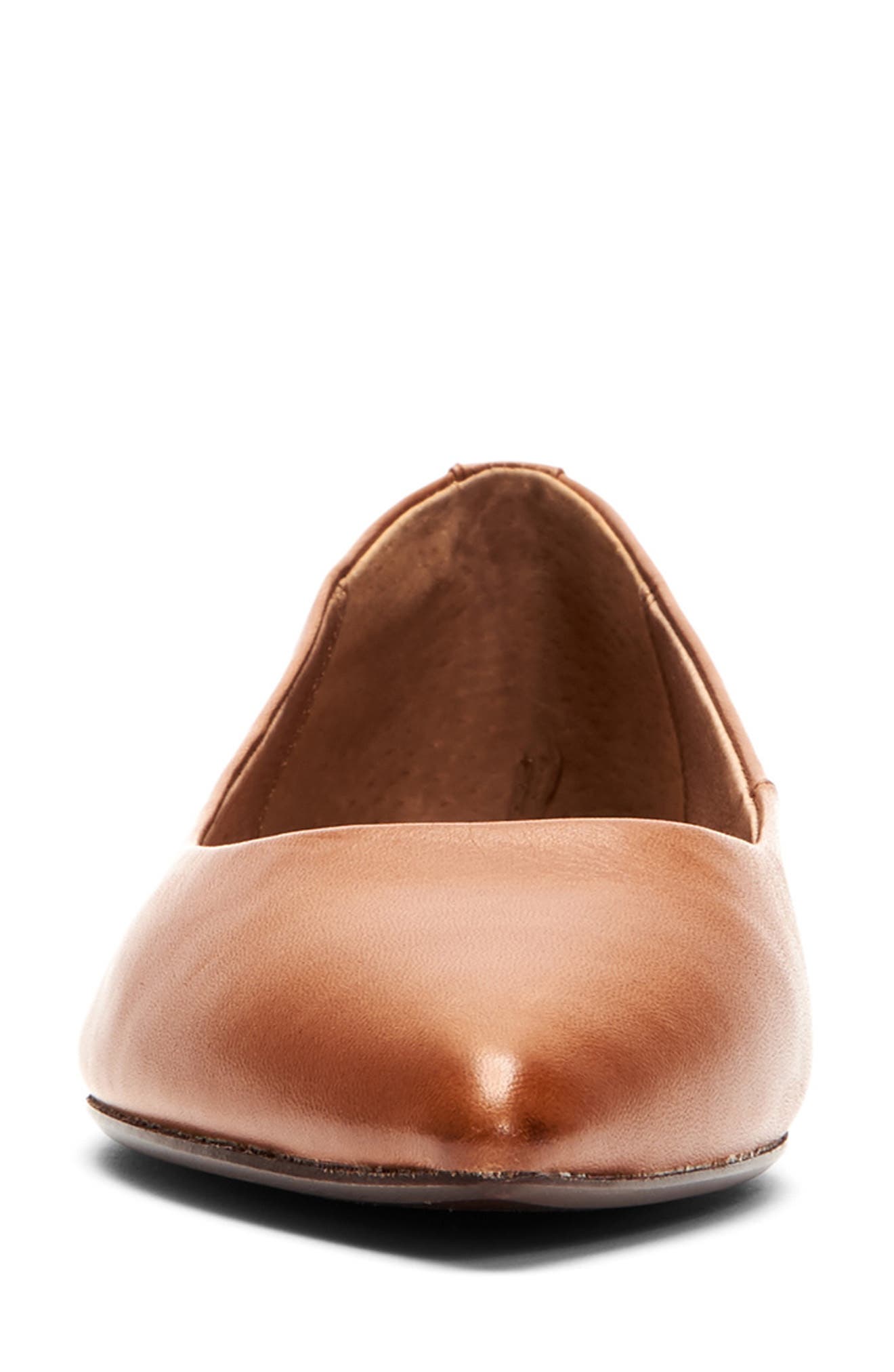 Sienna Pointy Toe Ballet Flat, Alternate, color, SADDLE POLISHED SOFT