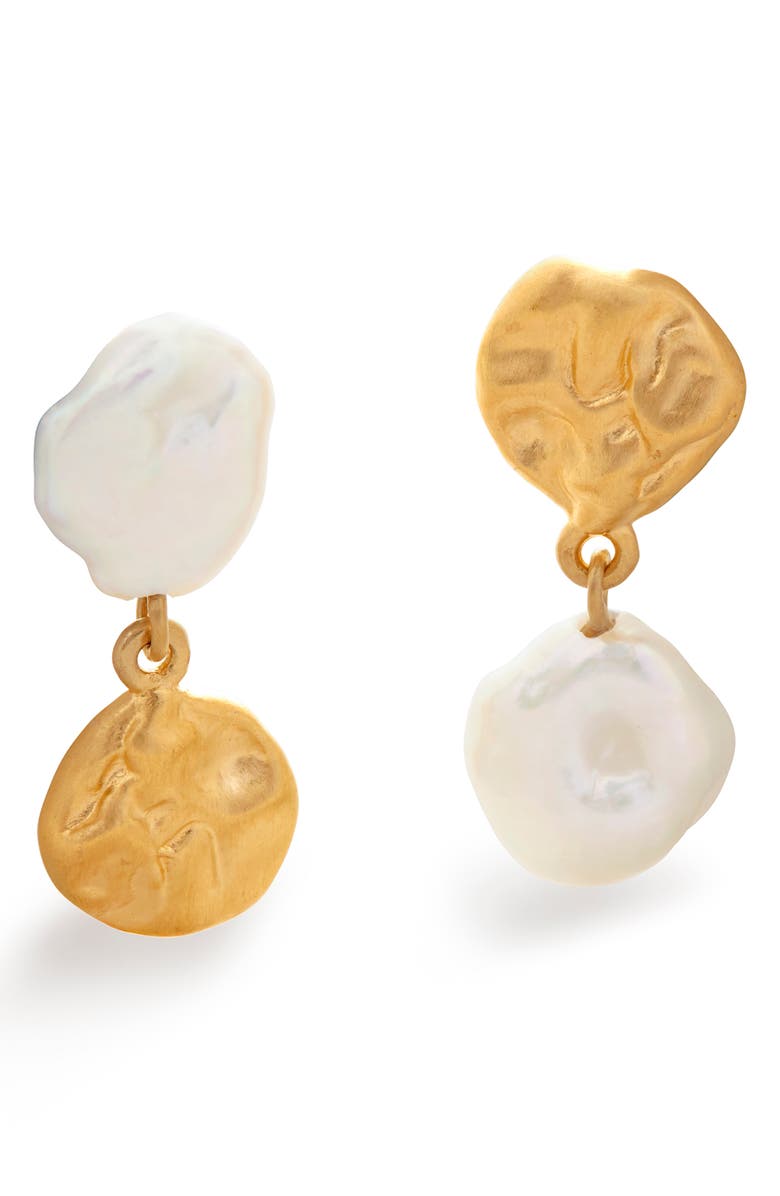 Monica Vinader Mismatched Keshi Pearl Drop Earrings, Main, color, 18Ct Gold Vermeil On Sterling
