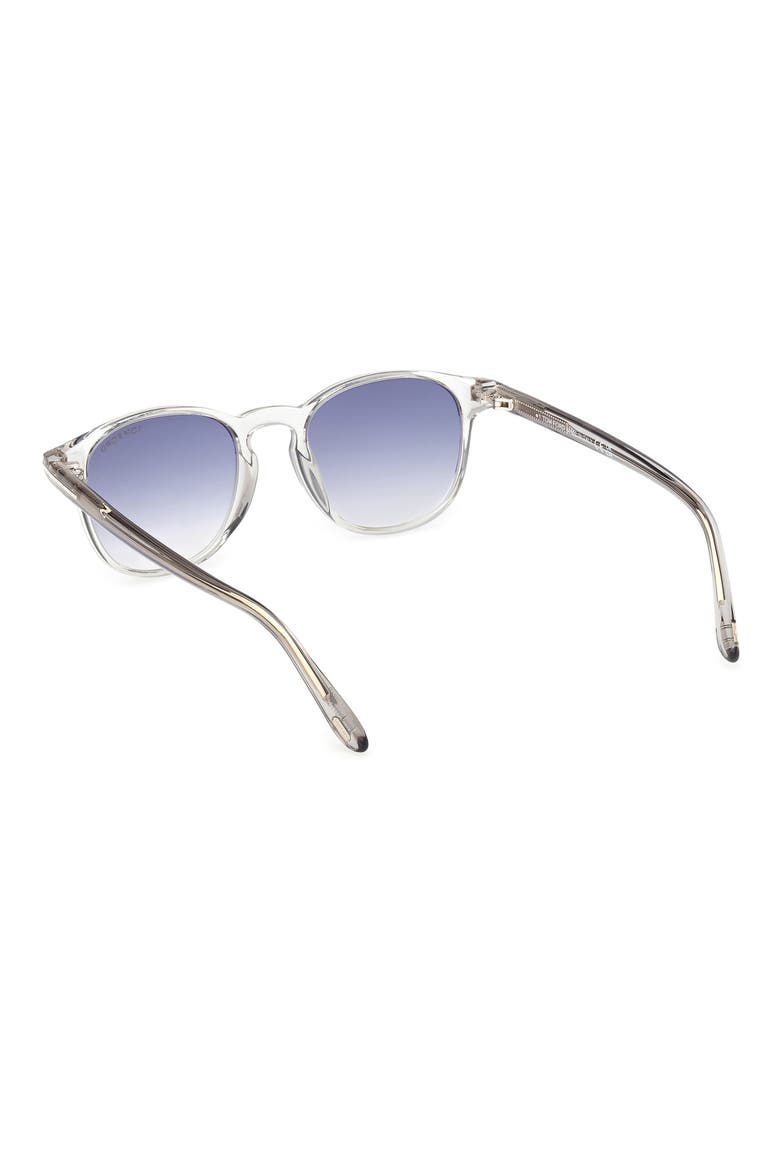 Holt 50mm Gradient Round Sunglasses, Alternate, color, SHINY GREY / BLUE LENS