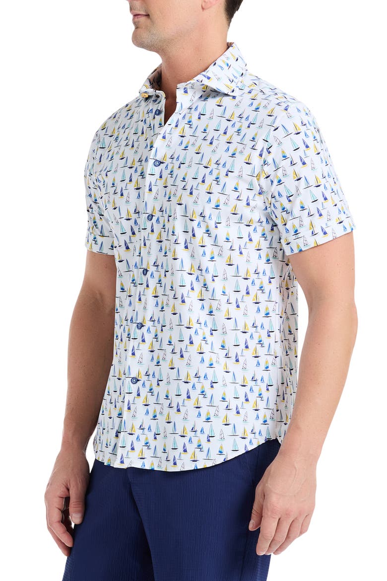 Transpacific Knit Short Sleeve Button-Up Shirt, Alternate, color, WHITE
