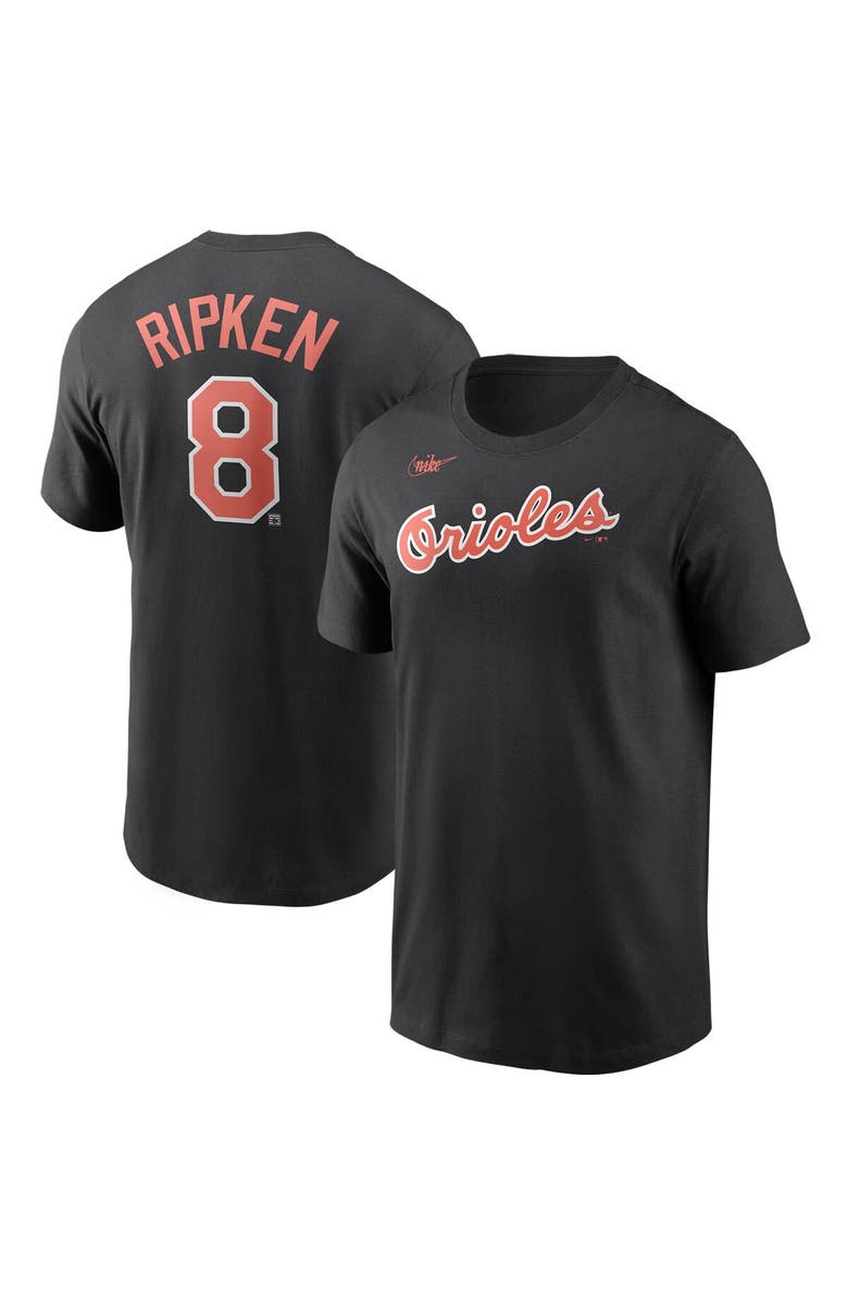 Nike Men's Nike Cal Ripken Jr. Black Baltimore Orioles Cooperstown Collection Name & Number T-Shirt, Main, color, 