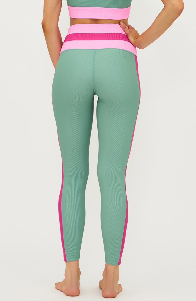 Beach Riot Mariella Stripe Leggings, Alternate, color, Sage Bloom Colorblock