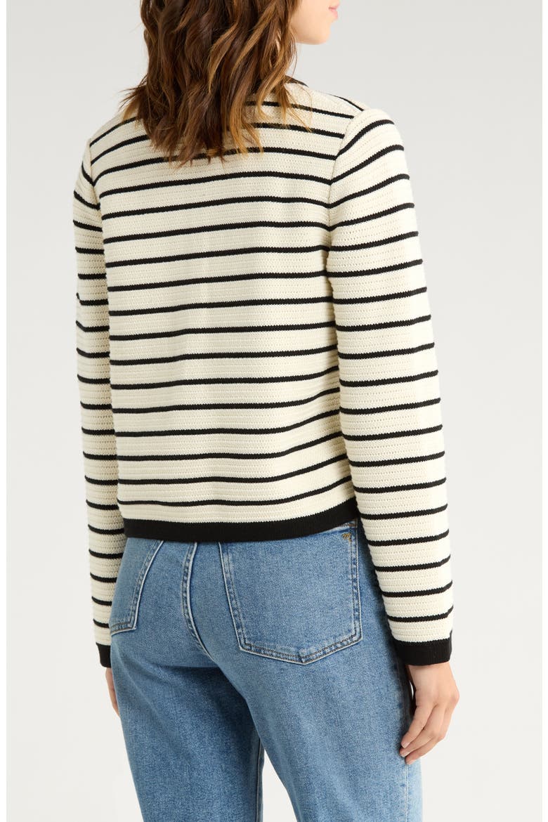 Catania Stripe Cotton Cardigan, Alternate, color, IVORY BLACK STRIPE