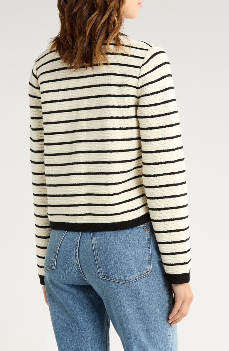 Rails Catania Stripe Cotton Cardigan, Alternate, color, Ivory Black Stripe