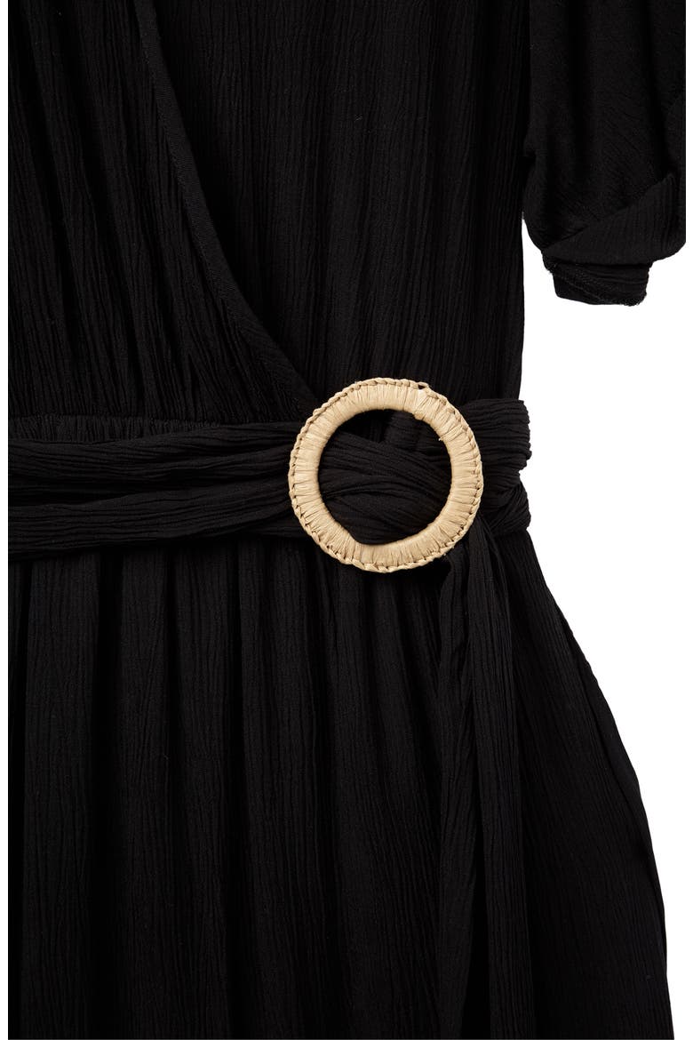 Rattan Buckle Midi Dress, Alternate, color, BLACK