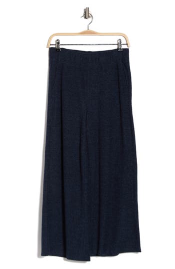 90 Degree By Reflex Swiftstride Rib Knit Wide Leg Pants In Blue