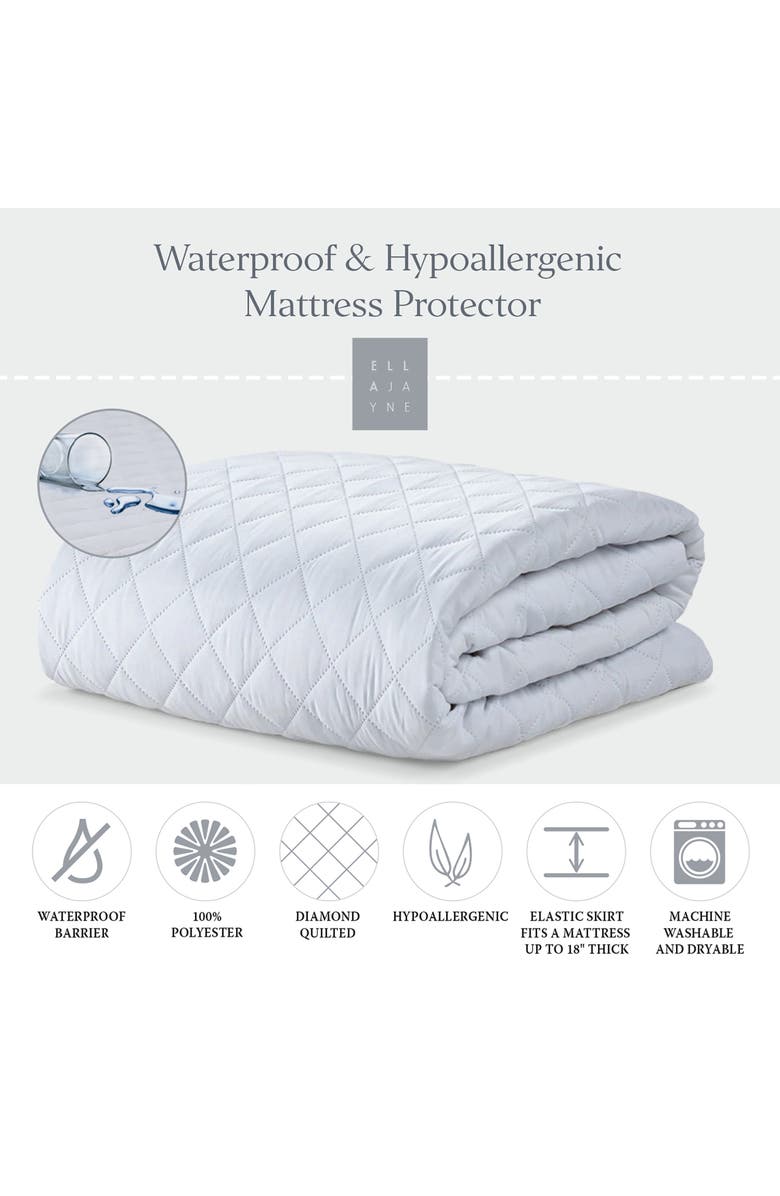 ELLA JAYNE HOME Waterproof & Hypoallergenic Mattress & Pillow Protector, Alternate, color, White