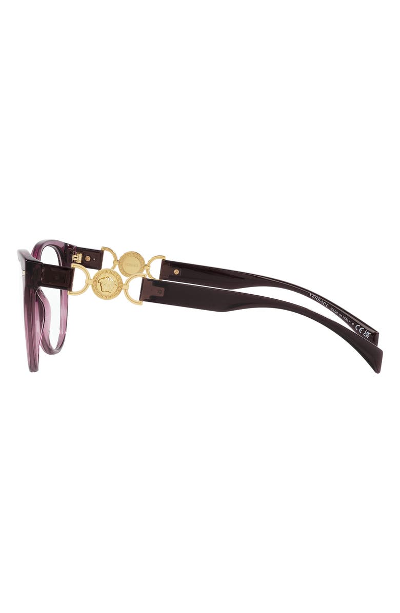 Versace 53mm Cat Eye Optical Glasses, Alternate, color, Transparent Violet