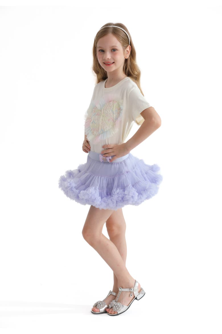 Rainbow Heart Applique T-Shirt, Alternate, color, Cream