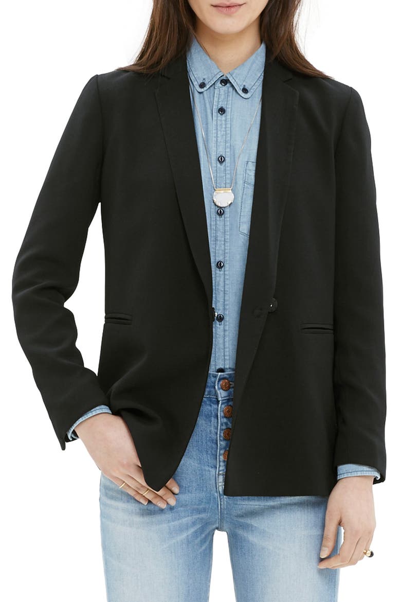 Drapey Blazer, Main, color, TRUE BLACK