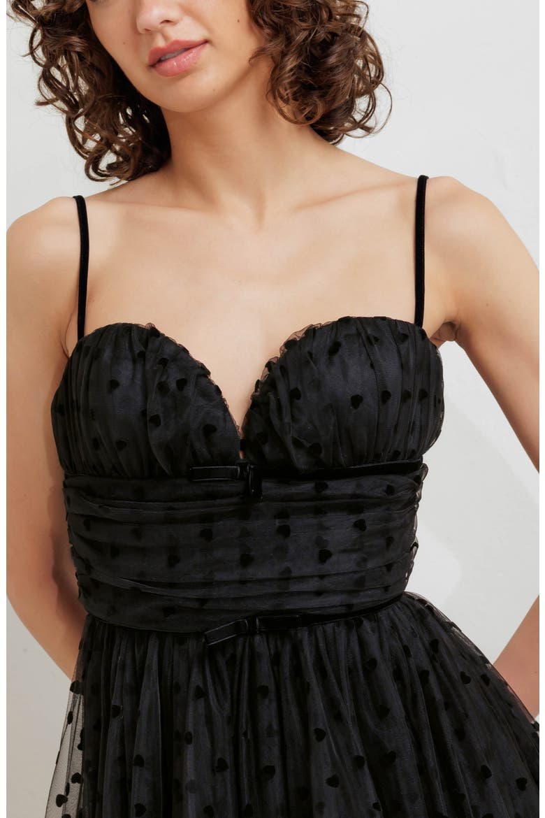 Tulle Midi Dress, Alternate, color, BLACK