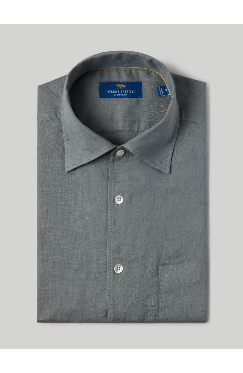 Robert Talbott Morgan Short Sleeve Linen Shirt, Alternate, color, Light Gray