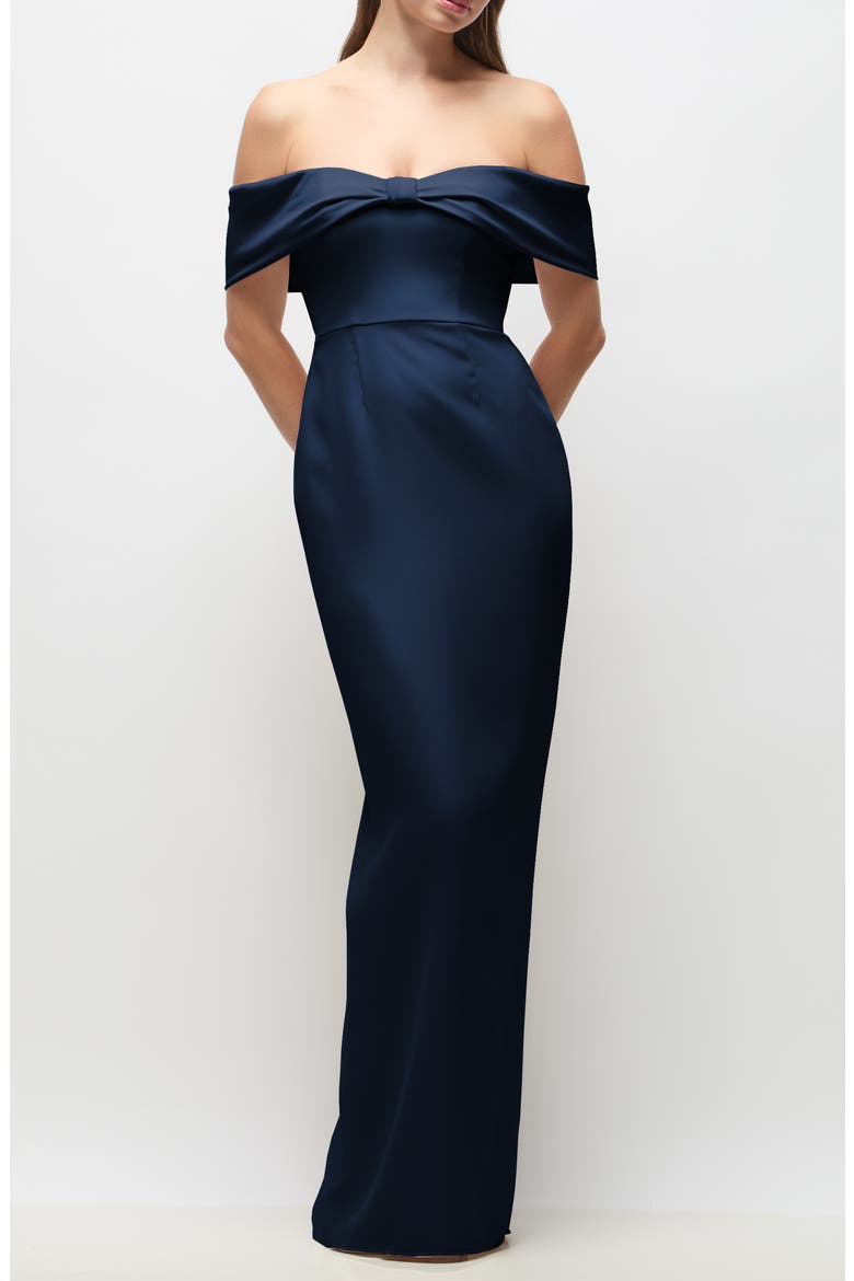 Daphne Off the Shoulder Satin Gown, Main, color, MIDNIGHT
