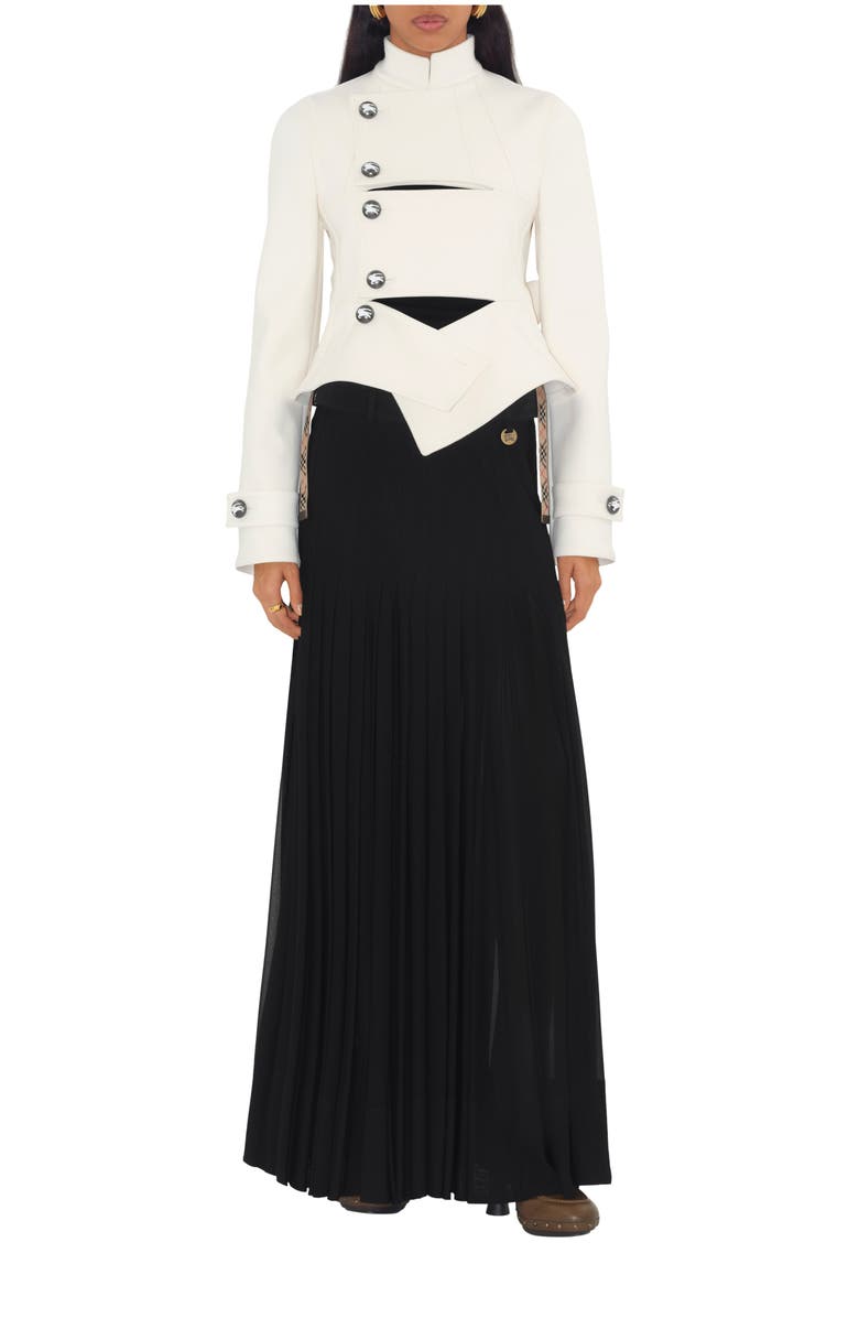 Burberry Stretch Cotton Blend Tailored Jacket, Main, color, Off White