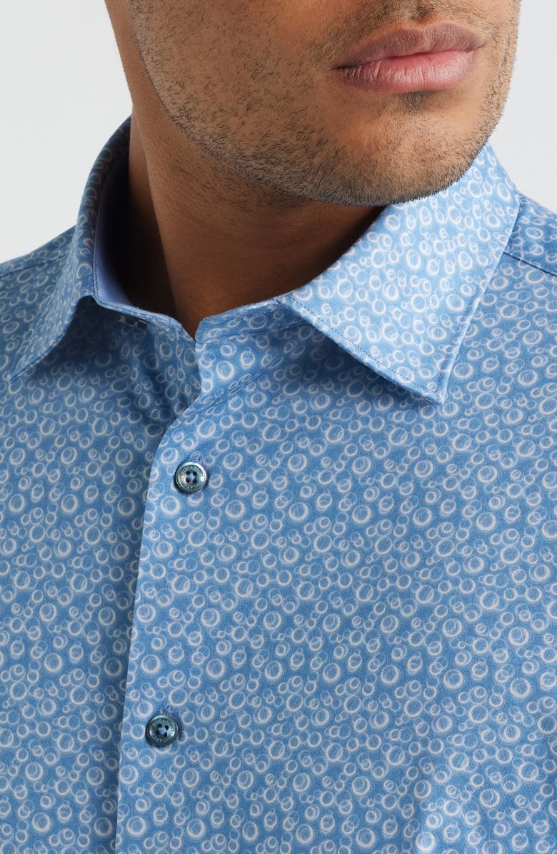 Bugatchi Jimmy OoohCotton<sup>®</sup> Bubble Print Button-Up Shirt, Alternate, color, Cobalt
