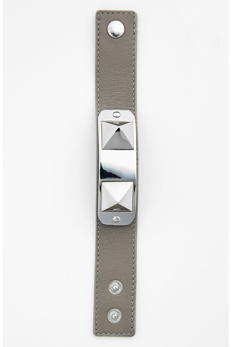 Leather Bracelet, Alternate, color, GREY SLEET/ SILVER