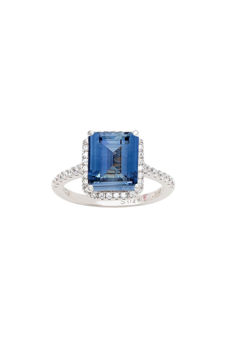 Blue Cubic Zirconia Halo Engagement Ring, Alternate, color, BLUE