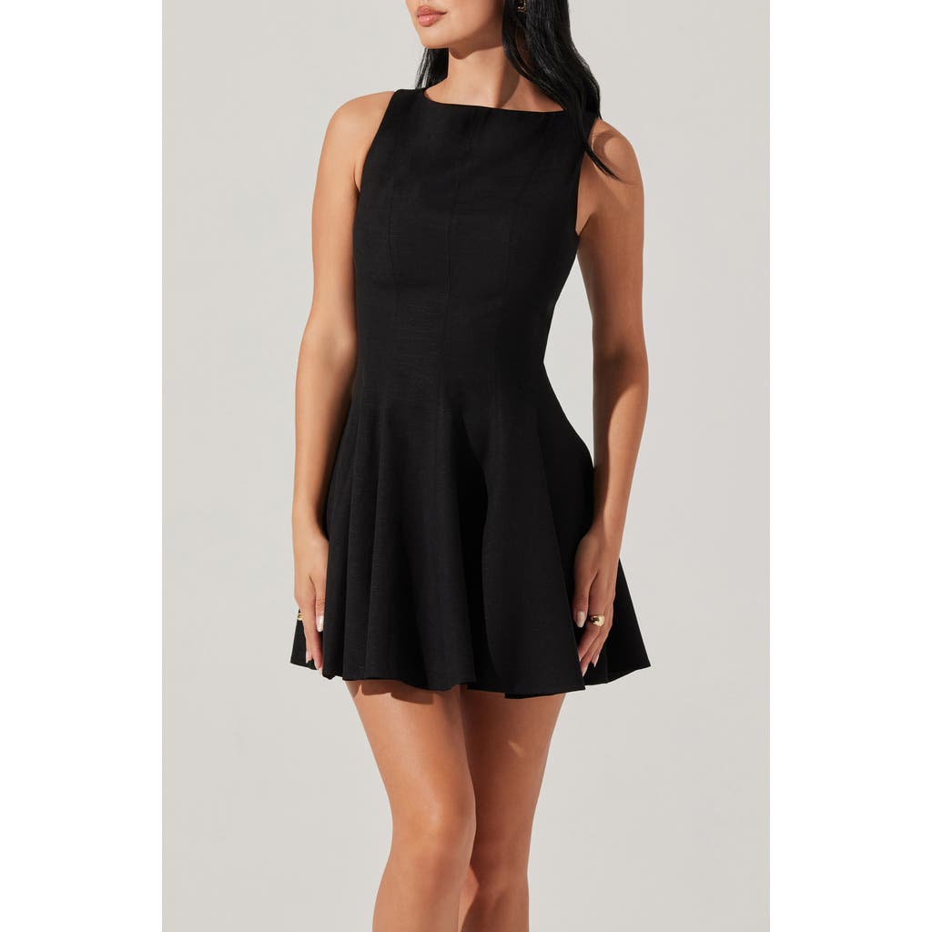 Astr The Label Xaria Sleeveless Skater Minidress In Black