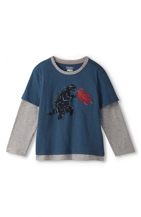 Kids' Embroidered Monster Layered Look Cotton T-Shirt (Toddler & Little Kid)