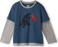 Hatley Kids' Embroidered Monster Layered Look Cotton T-Shirt