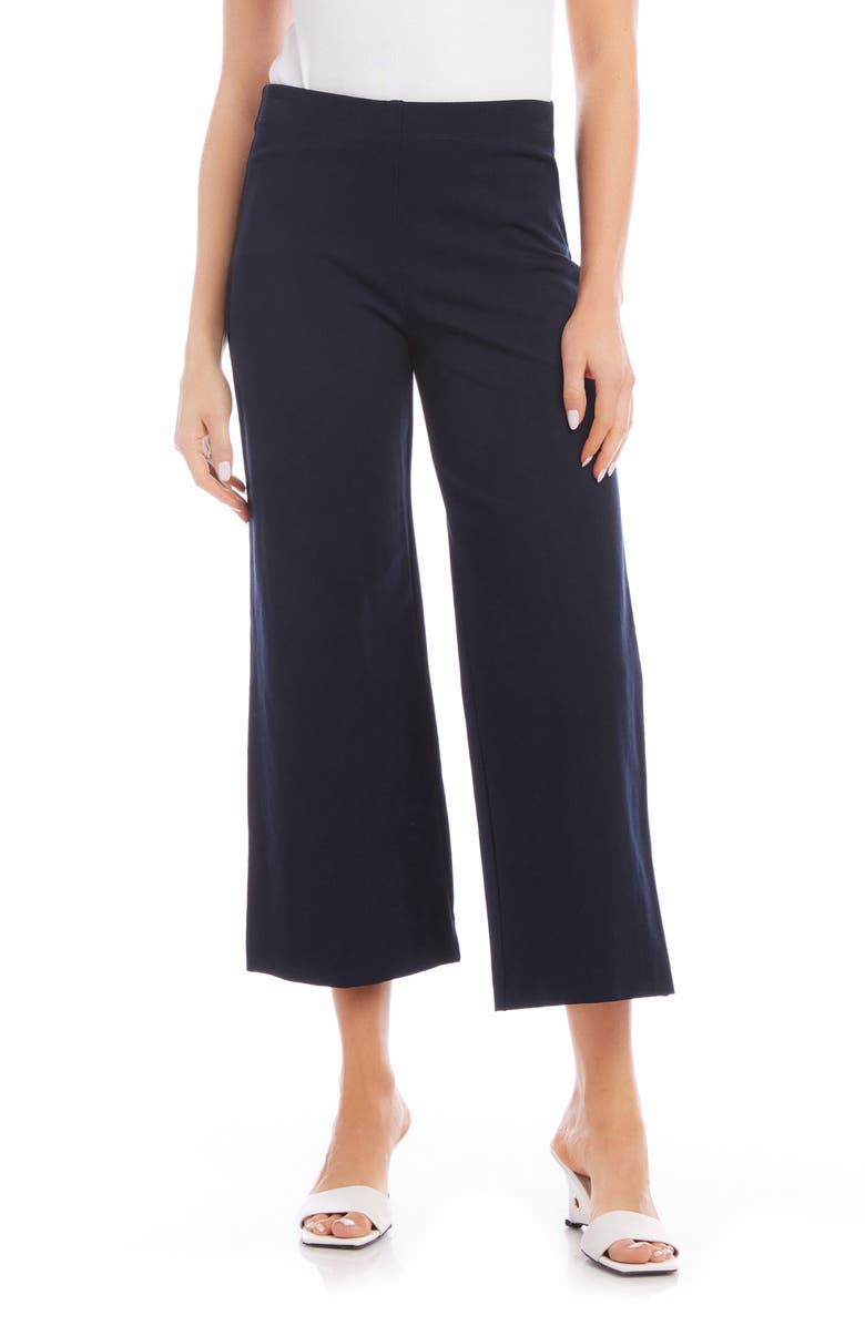FIFTEEN TWENTY High Waist Crop Wide Leg Pants, Main, color, Navy