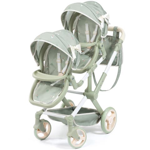 Doll Pram Xeo Twin Double Push Stroller Fits 18" Dolls, Ages 3+