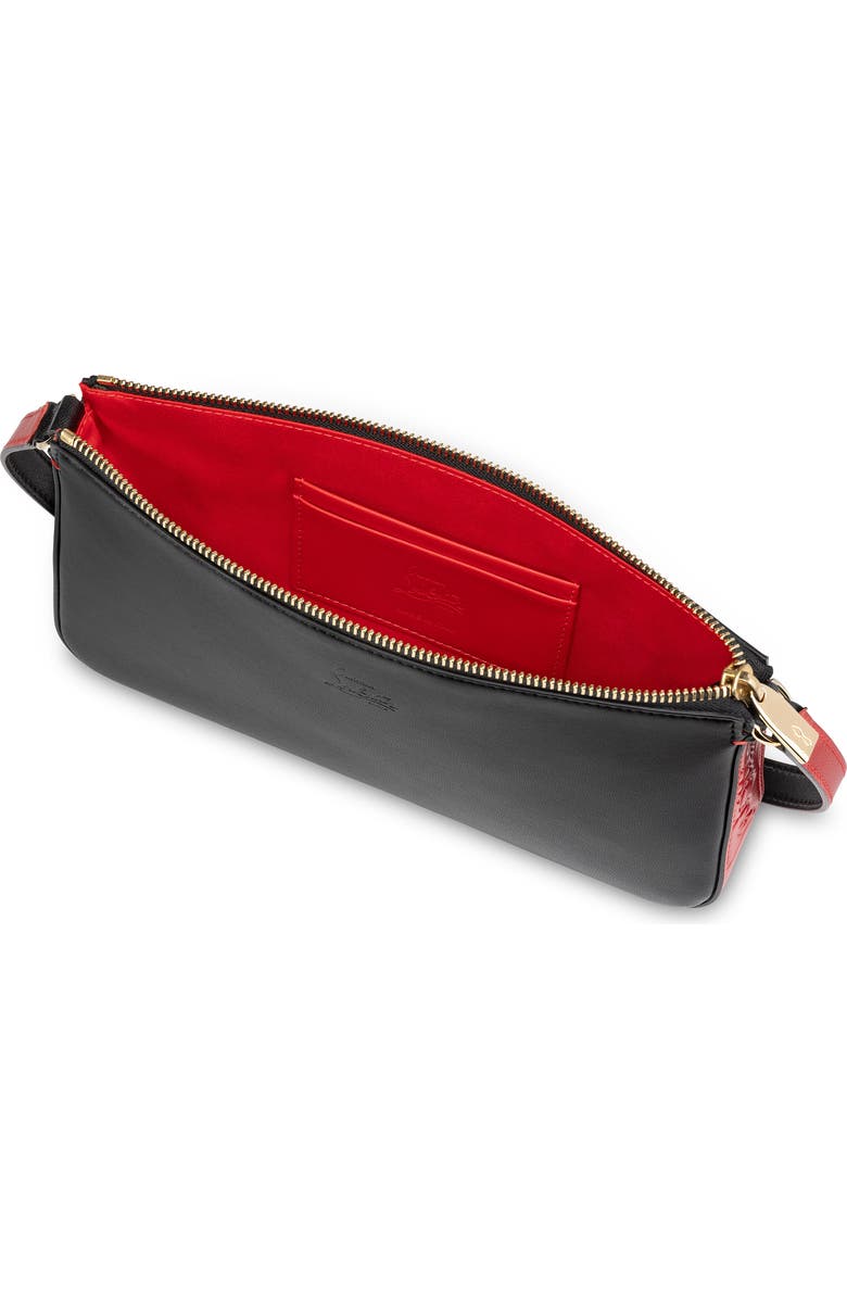 Christian Louboutin Loubila Leather Shoulder Bag, Alternate, color, Black/ Red