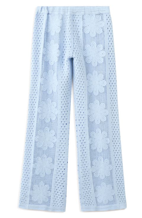 Openwork Embroidery Straight Leg Pants