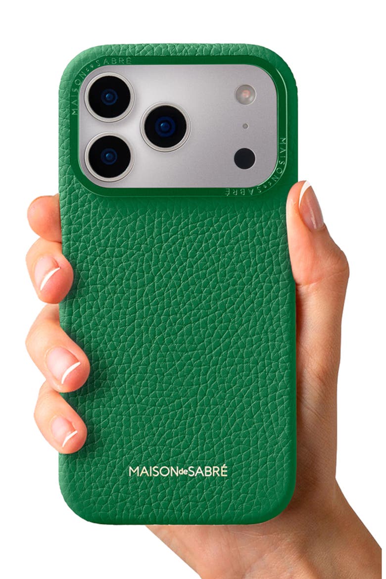 Leather Phone Case iPhone 17 Pro, Alternate, color, Emerald Green