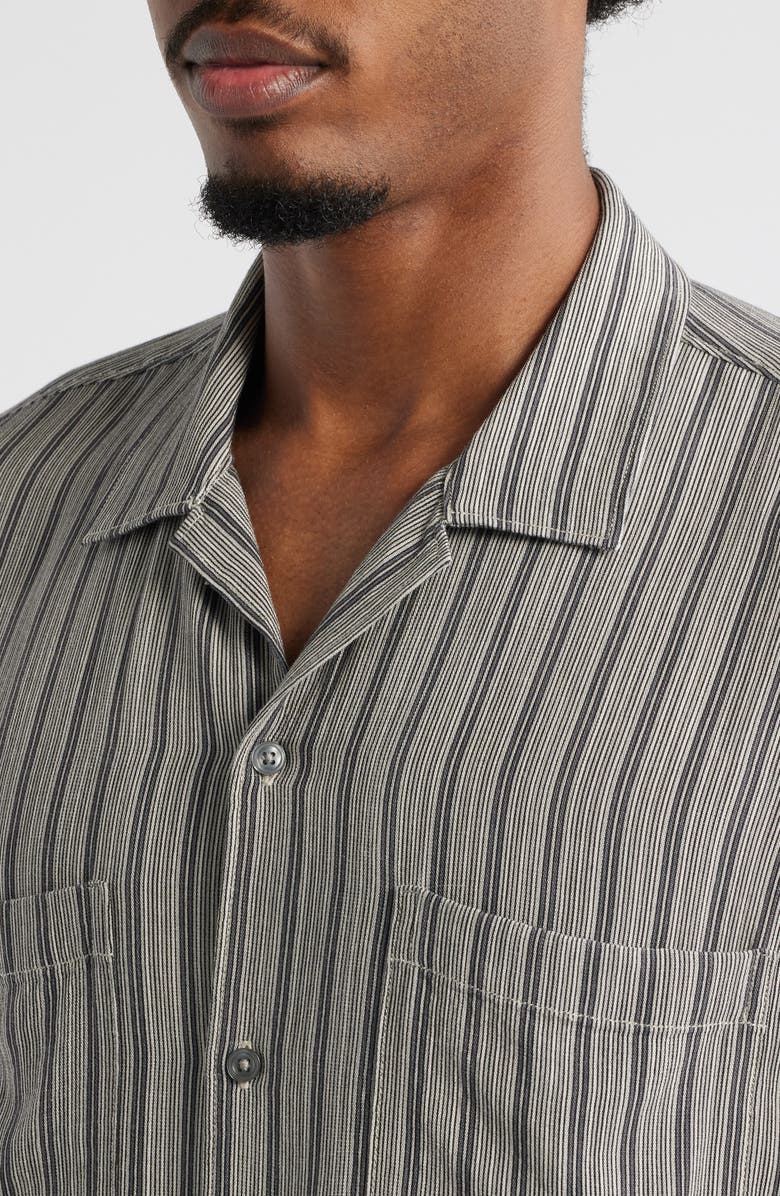 Open Edit Stripe Camp Shirt, Alternate, color, Grey Banded Stripe