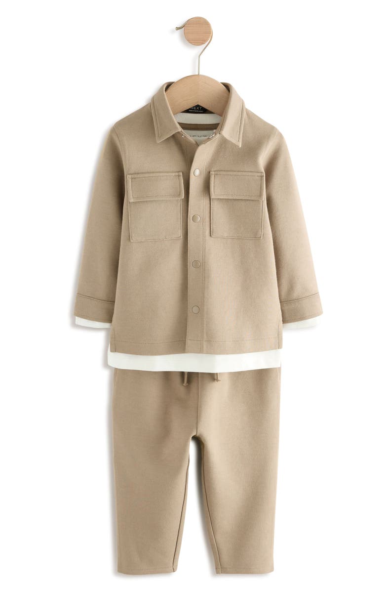 NEXT Kids' Long Sleeve T-Shirt, Shirt Jacket & Pants Set, Main, color, Tan