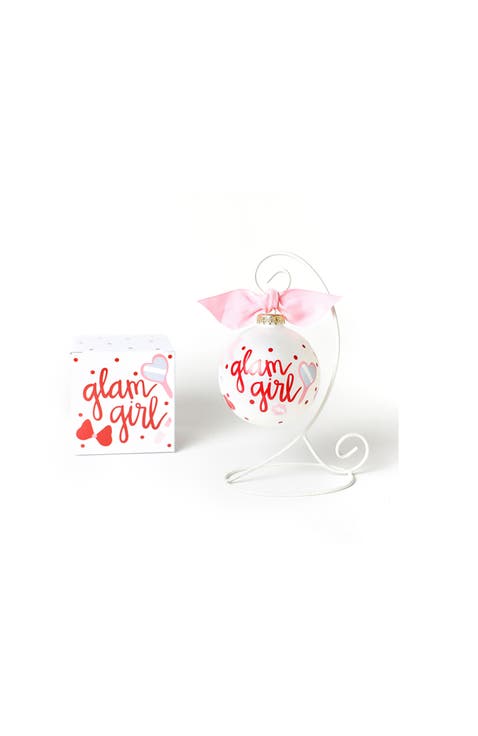 Glam Girl Glass Ornament with White Stand