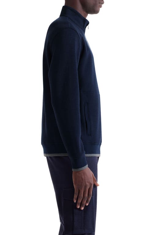 Bugatchi Heathered Quarter Zip Pullover In Blue