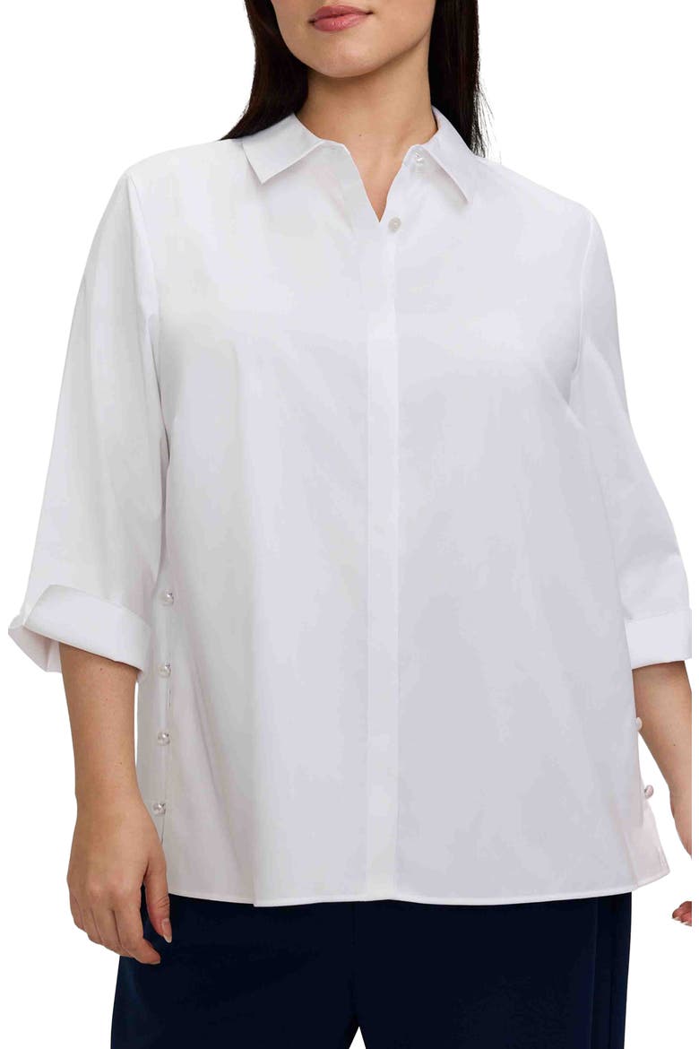 Beatrice Side Button Shirt, Main, color, WHITE