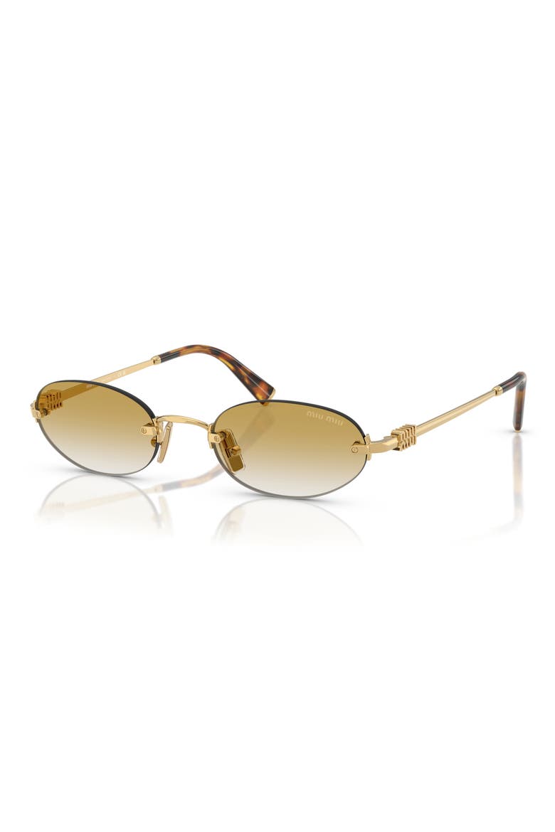 Miu Regarde 51mm Gradient Oval Sunglasses, Alternate, color, GOLD / CLEAR GRADIENT BROWN