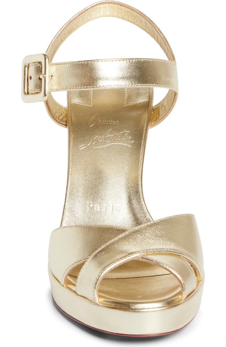 Christian Louboutin Cora Block Heel Sandal, Alternate, color, Platine/ Lin Platine