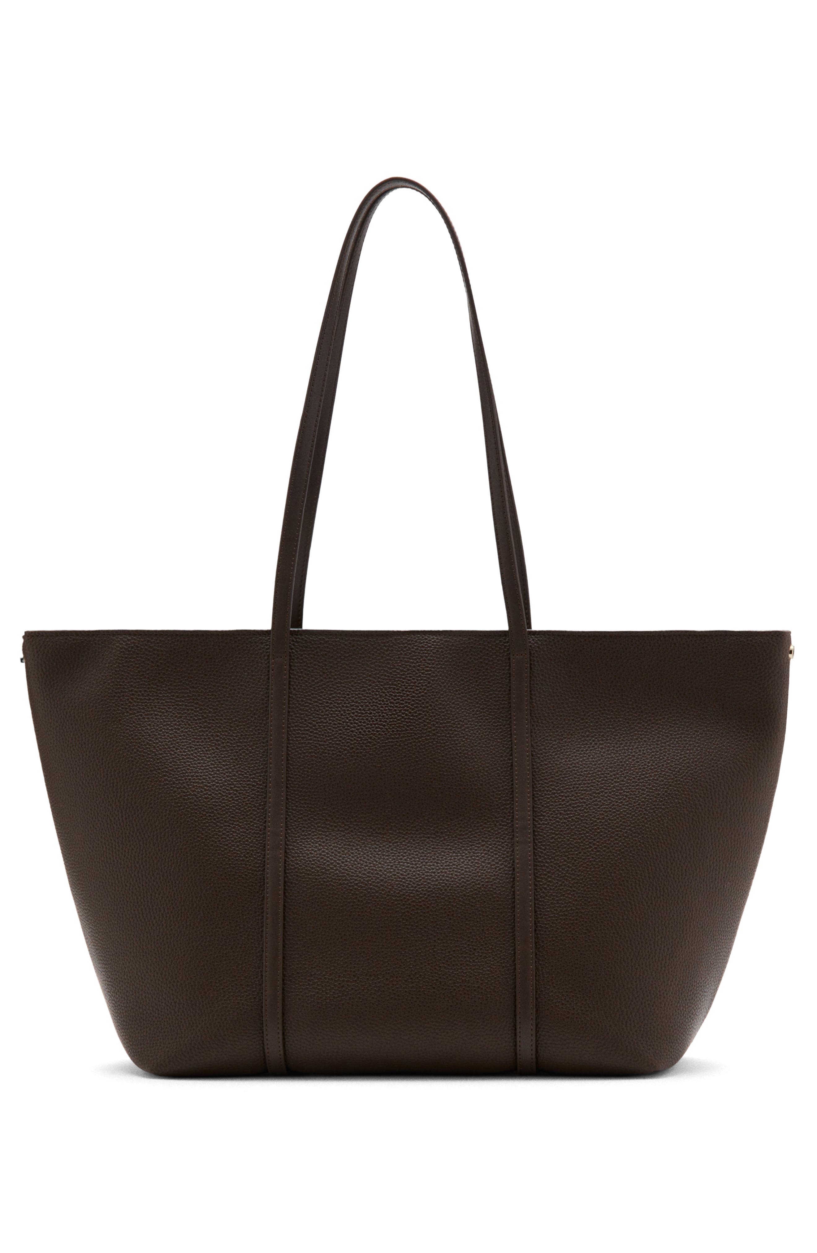 Faux Leather Shopper Bag, Alternate, color, CHOCOLATE
