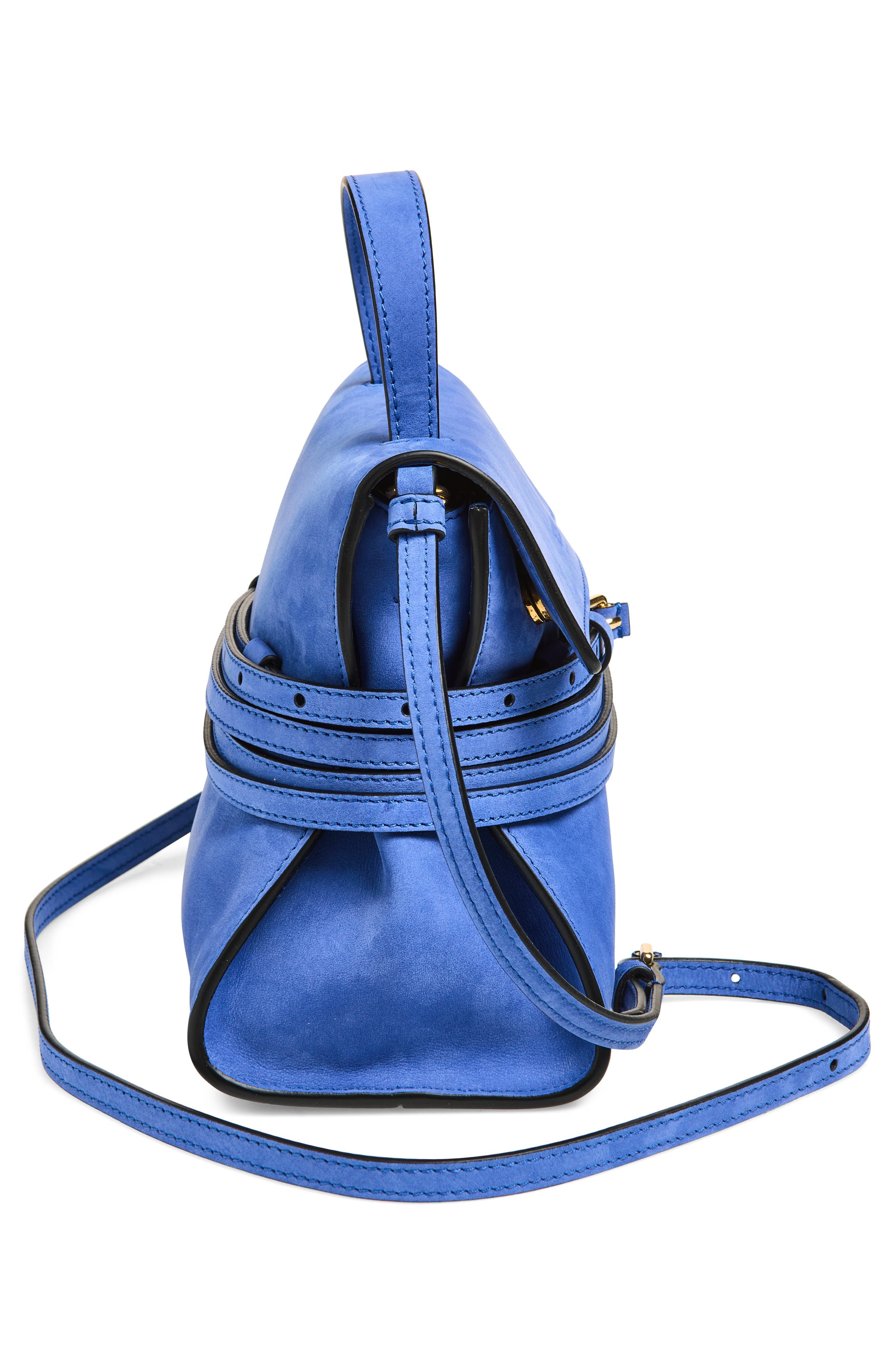 Moschino Tie Me Leather Handbag, Alternate, color, Klein 71A Of0