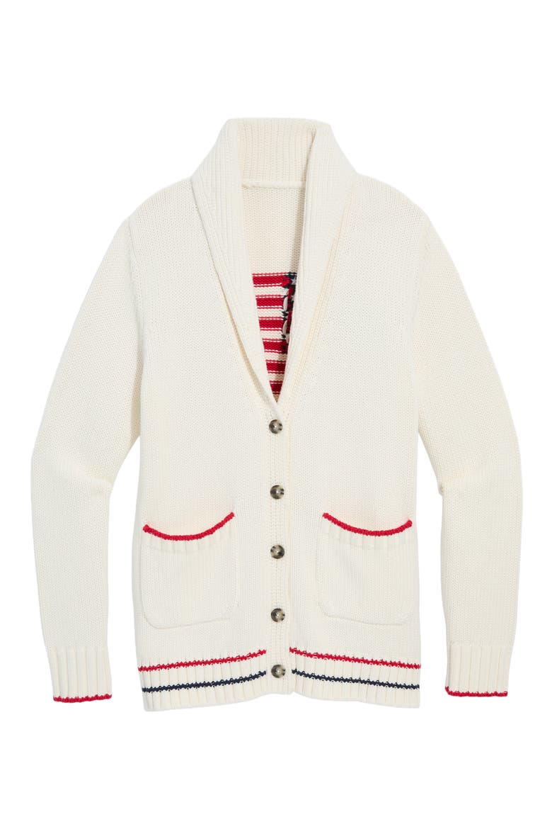 Intarsia Shawl Cardigan, Alternate, color, WHITE CAP