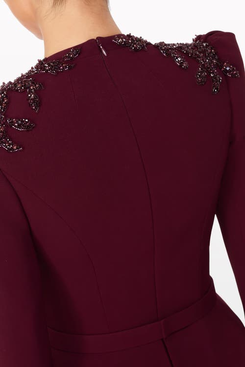 Jenny Packham Night Flowering Sequin-embellished V-neck Maxi Dress In Burgundy