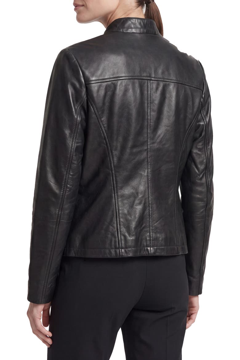 Leather Racing Jacket, Alternate, color, BLACK