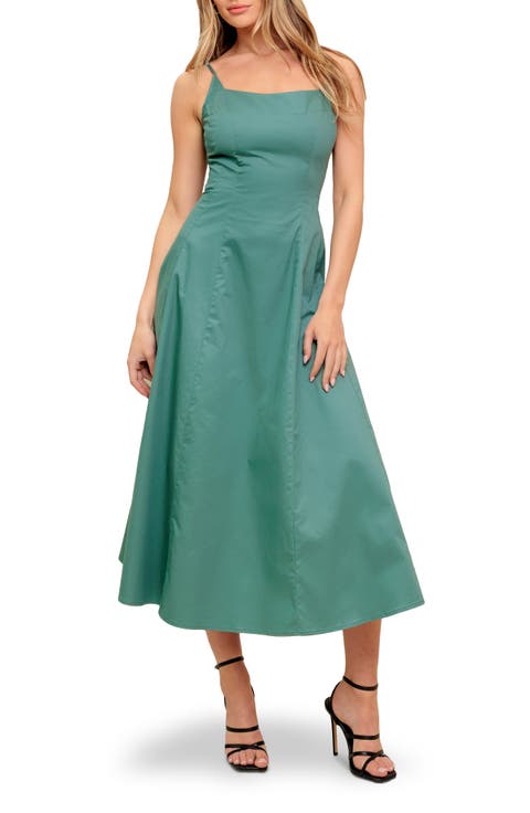 Solid Cotton A-Line Midi Sundress